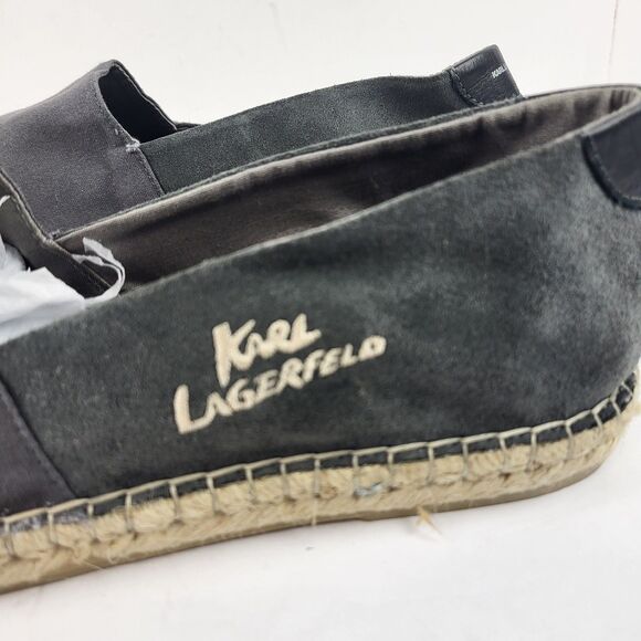 Karl Lagerfeld Espadrilles Women Loafers Slip on canvas suede upper Gray Size 12 - Picture 3 of 10
